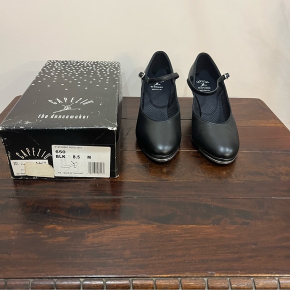 Capezio Women's Black Tap Dance Heels - Character Shoe Style Broadway Heel 8.5 - Picture 1 of 6